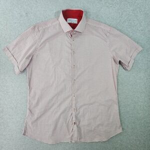 Umberto Carro Positano Shirt Mens 18/45 Large White‎ Red AOP Ballon Print